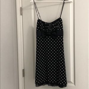 Love Tease B&W Polka Dot Dress w/ Lace Bottom